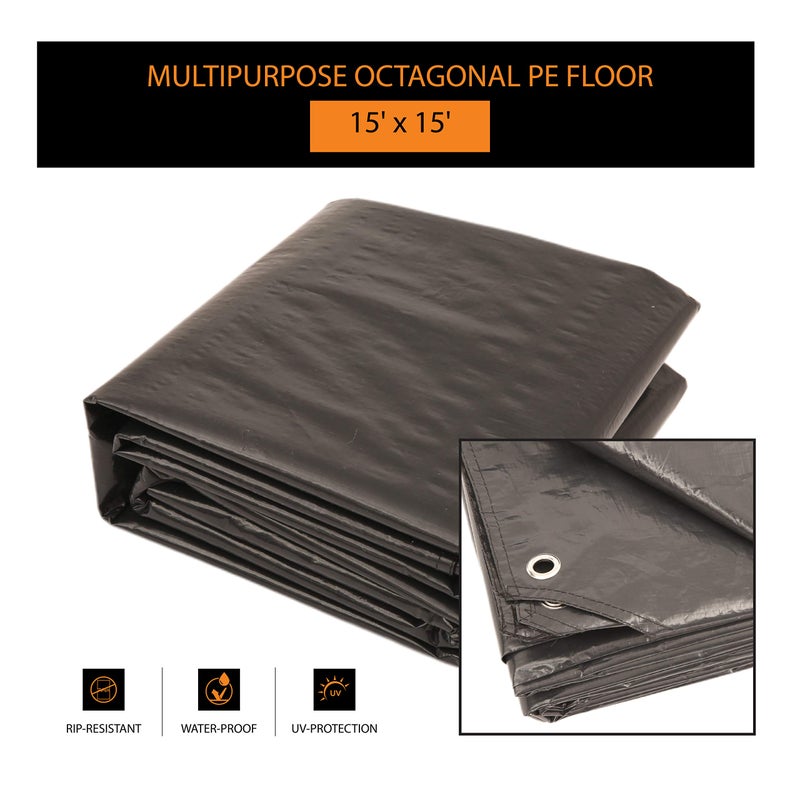 Alvantor Heavy Duty Tarp Waterproof 15'x15' Tarpaulin Ground Trailer with Rust Grommet Weather Resistant Cover Outdoor Camping 10 Mil Thick PE Floor Lightweight Mat - Image 2